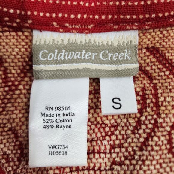 Coldwater Creek Womens Jacket Small Red Cream Embroidered Aztec Southwestern - Picture 8 of 9